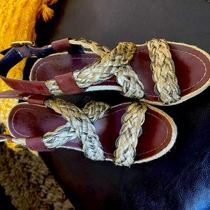 Brown and tan wedges